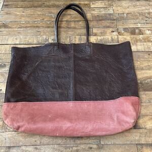 Banana Republic Two Tone Leather Slouchy Tote Shoulder Bag